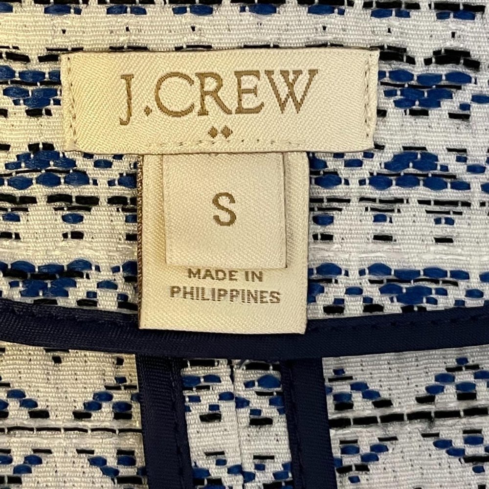 J.Crew Factory Blue White Moto Jacket S - Picture 7 of 9